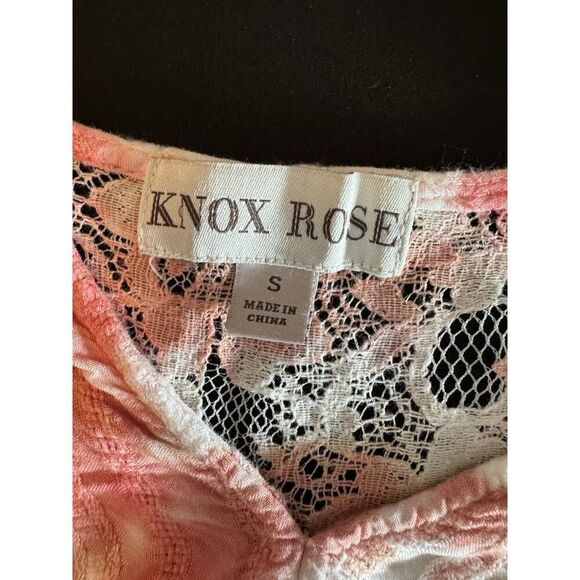 Knox Rose Pink & White Tie Dye Boho Lace Tunic Top Blouse Size Small - Picture 5 of 5